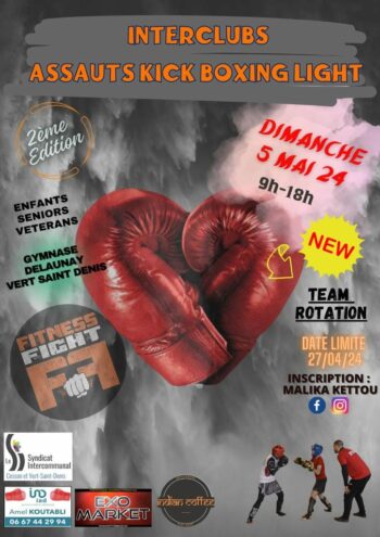 Le club de Krav-maga et de combat à Ville de Dammarie-lès-Lys participera à la compétition kickboxing light contact du 5 mai à Vert Saint Denis